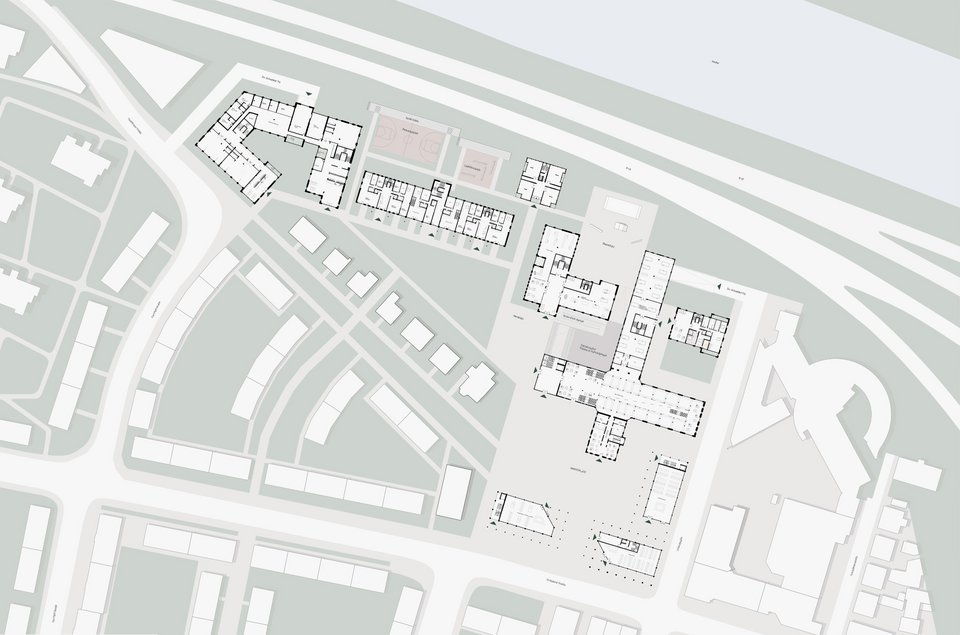 Grundriss EG der Studienarbeit Umwandlung des Roser Arealse